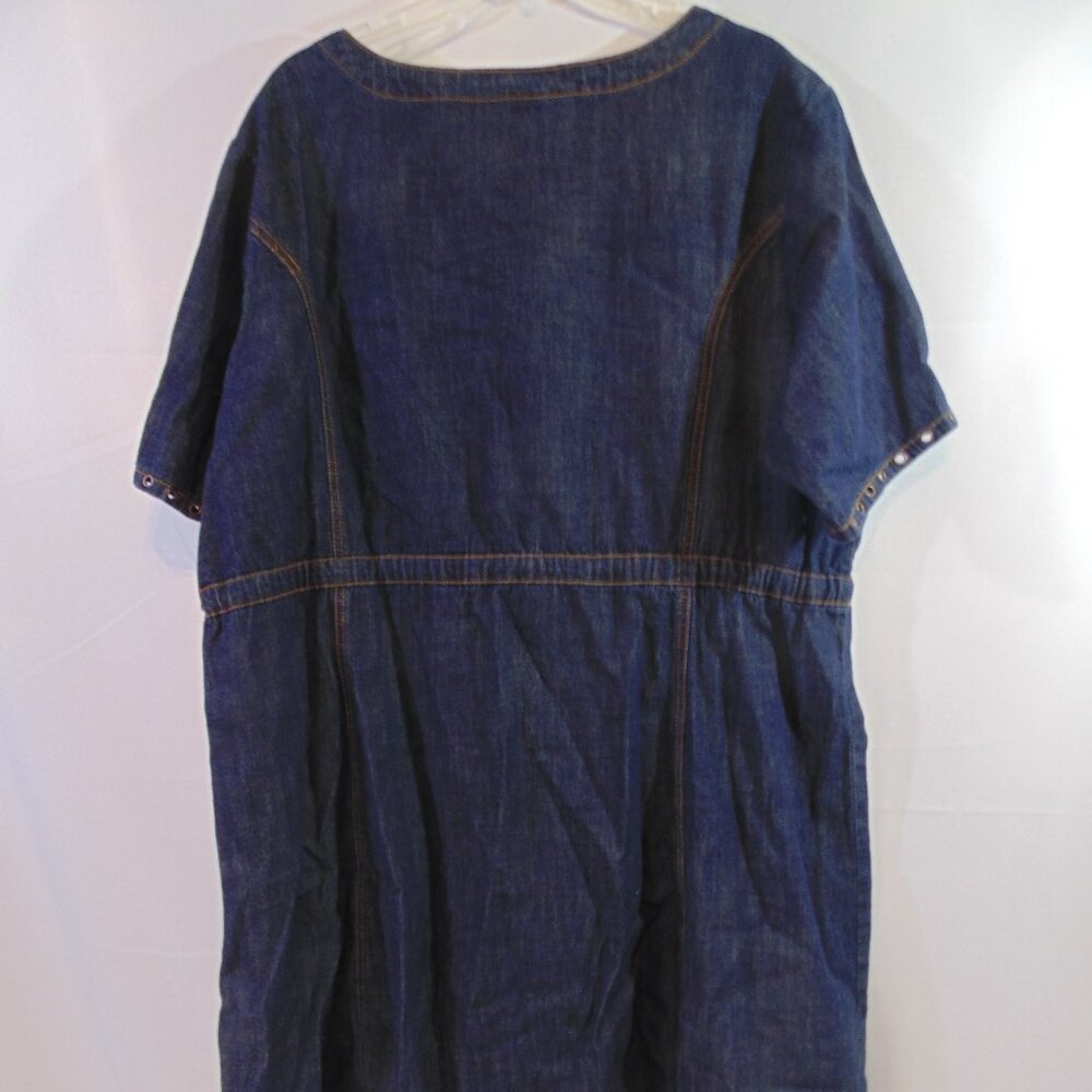 Denim 24/7 Women Plus Size 24W Blue Denim Casual Dress Waist Tie Cotton Comfy - Picture 4 of 6
